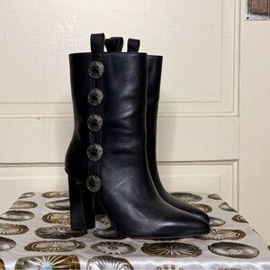 Concho leather heeled booties
